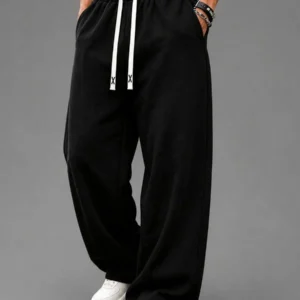 Men's Premium Oversized Wide Leg Baggy Track Pants – Black